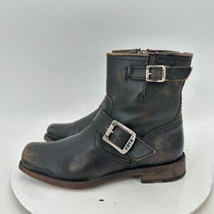 Frye Black Ankle Boots with Silver Buckles